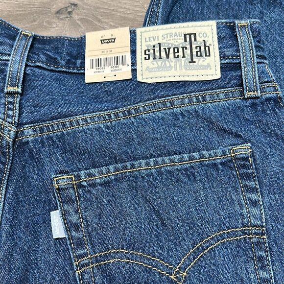 Levi’s Silver Tab 94 Baggy Mid Rise Straight Leg Blue Jeans Size 30 - Picture 6 of 13